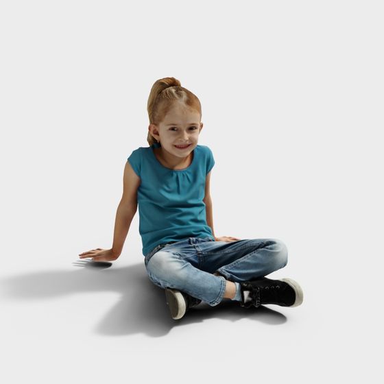 Realistic 3D Model of a Cheerful Girl 3D model