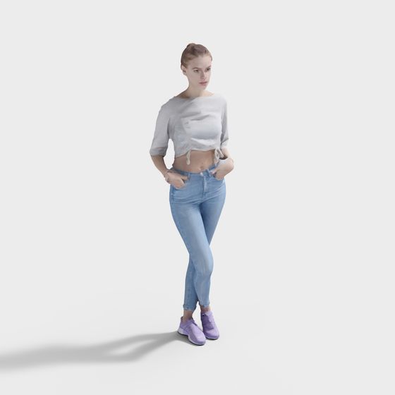 Stylish Casual Female 3D model for Modern Urban Scenes
