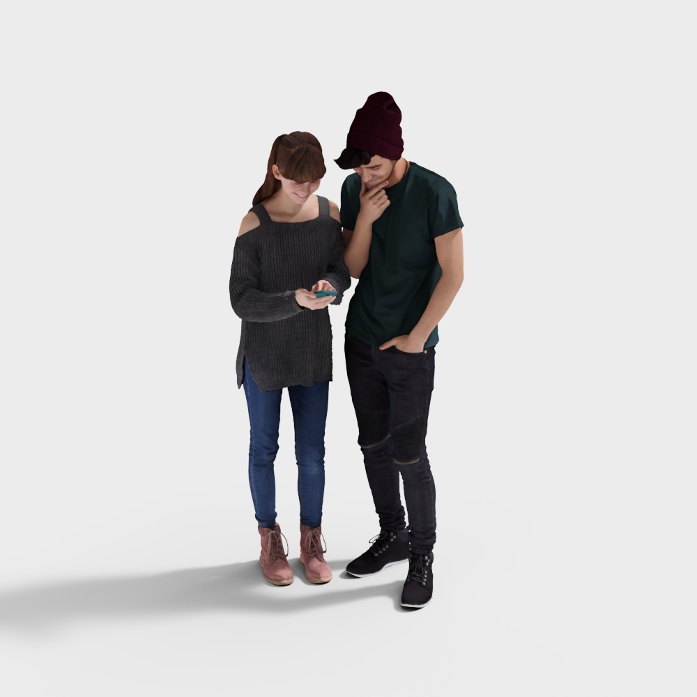 Stylish Low-Poly Couple 3D model for Urban Scenes