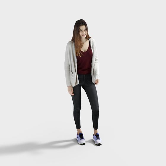 Stylish Low-Poly Female Character 3D model