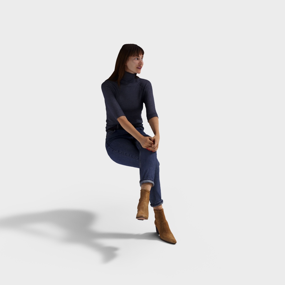 現代的な座っている女性