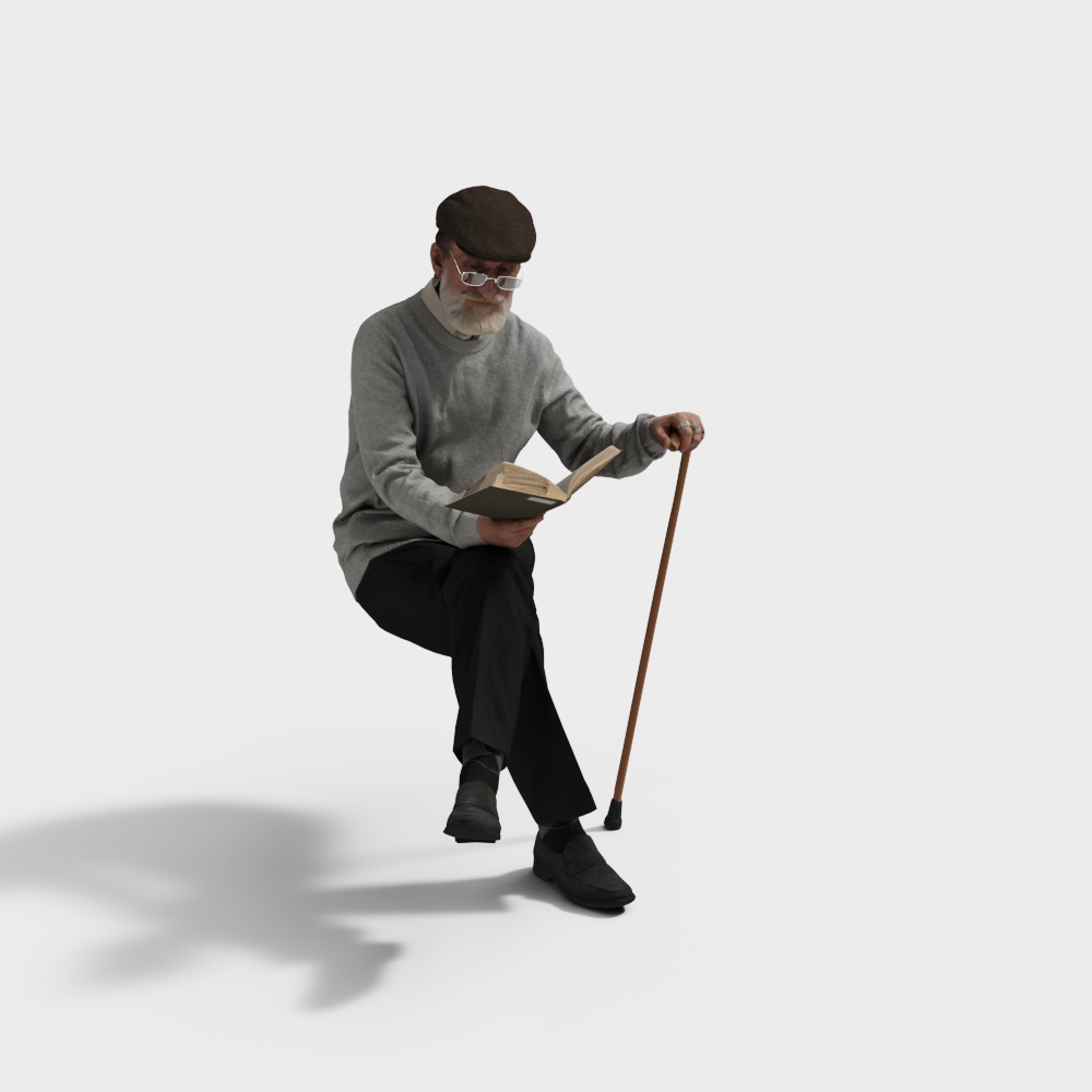 The old man reading a book