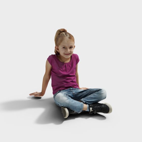 Whimsical Low Poly Girl 3D Model