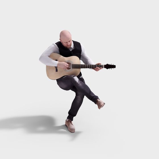 Low Poly Guitar Player 3D Model