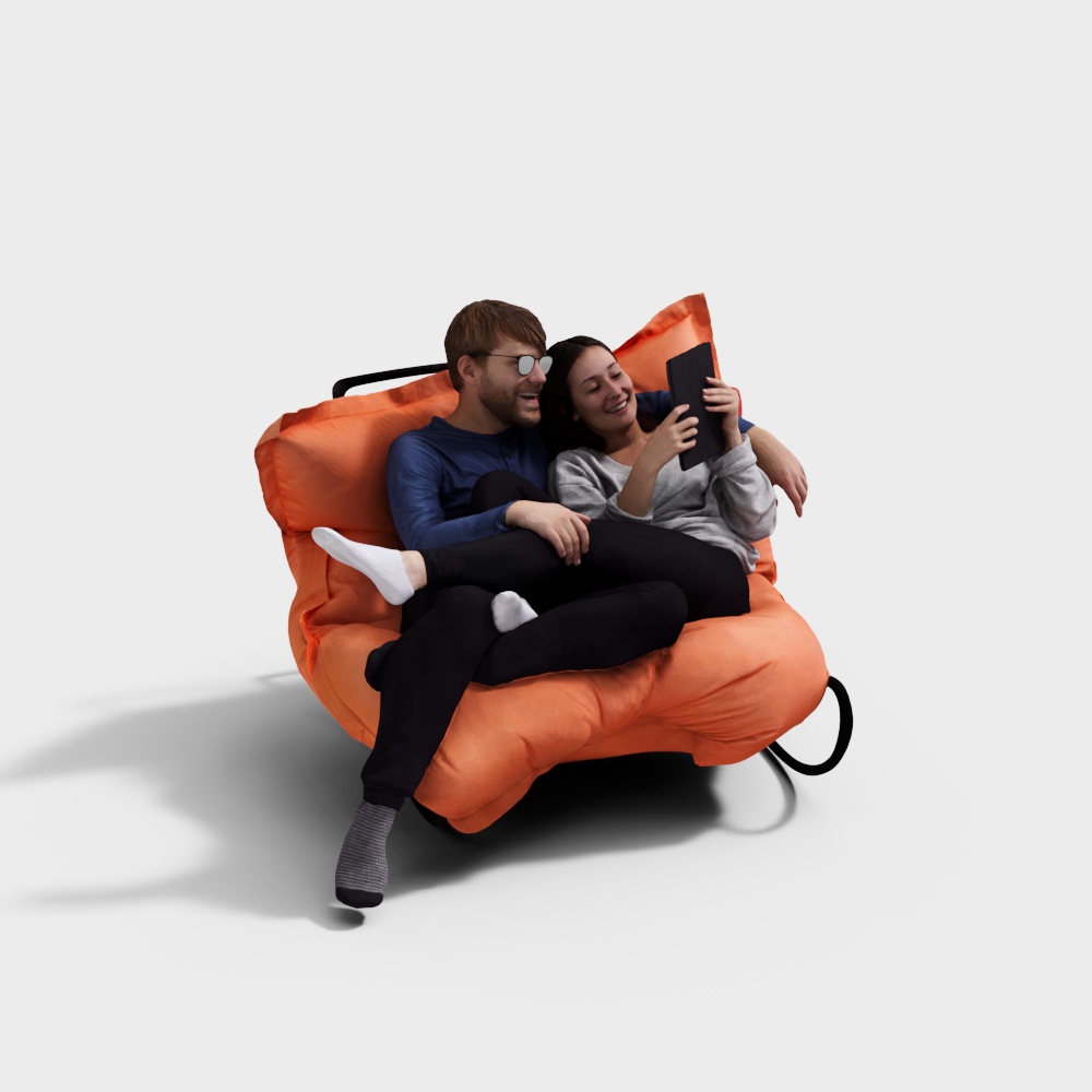 Cozy Couple Bean Bag Sofa 3D model