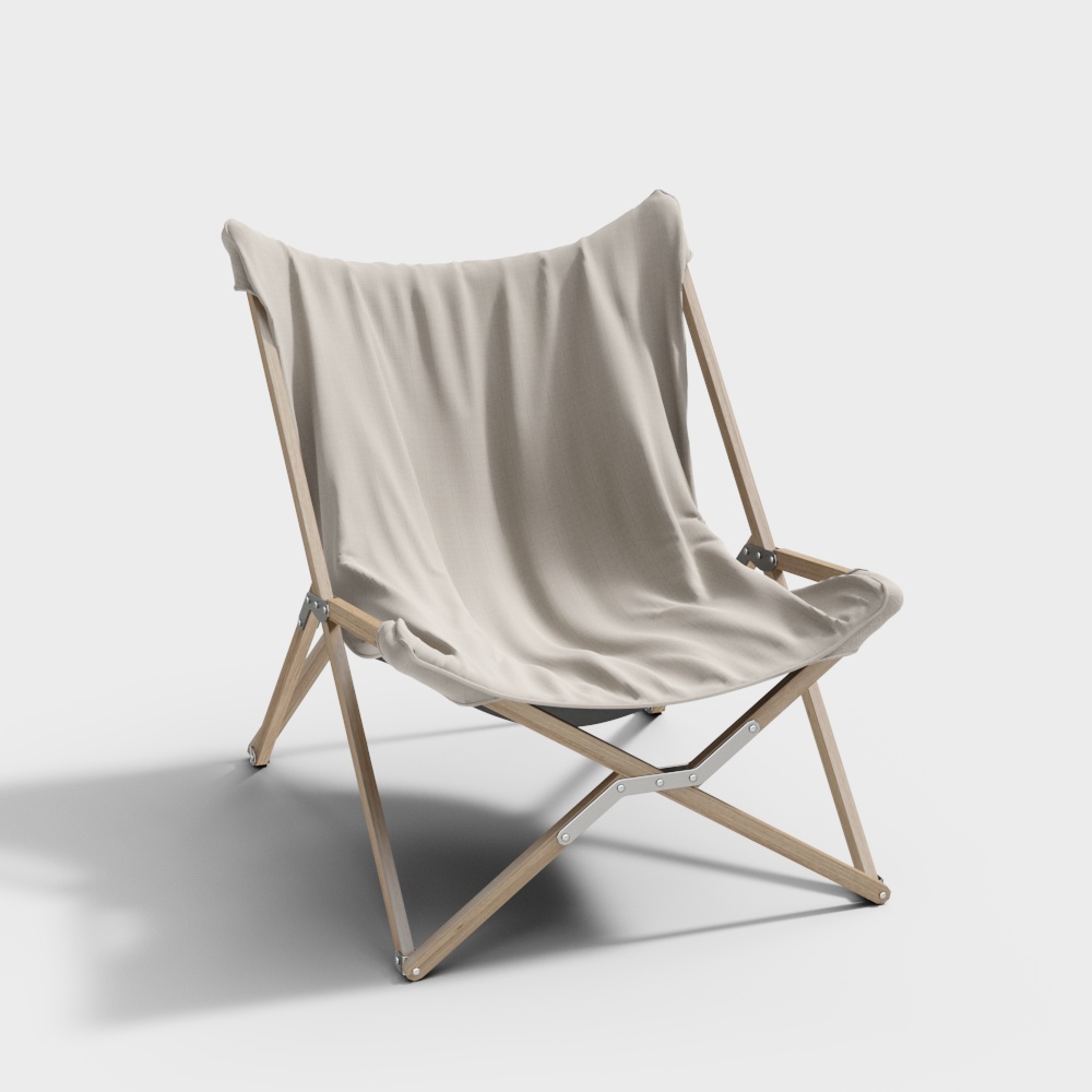 Minimalist Foldable Chair 3D Model – Scandinavian Wood Design