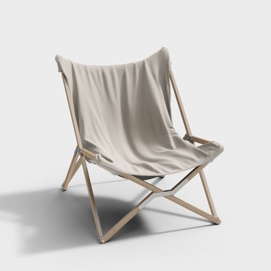 Comfortable Outdoor Folding Chair 3D Model in Gray