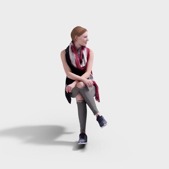 モダンな座っている女性