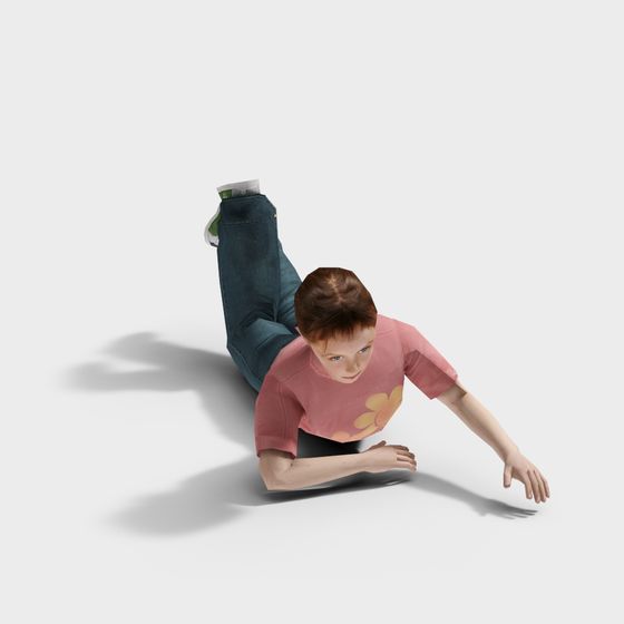 Vibrant 3D Model of a Boy Falling 3D model