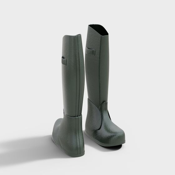 Elegant Green High-Top Boots 3D Model