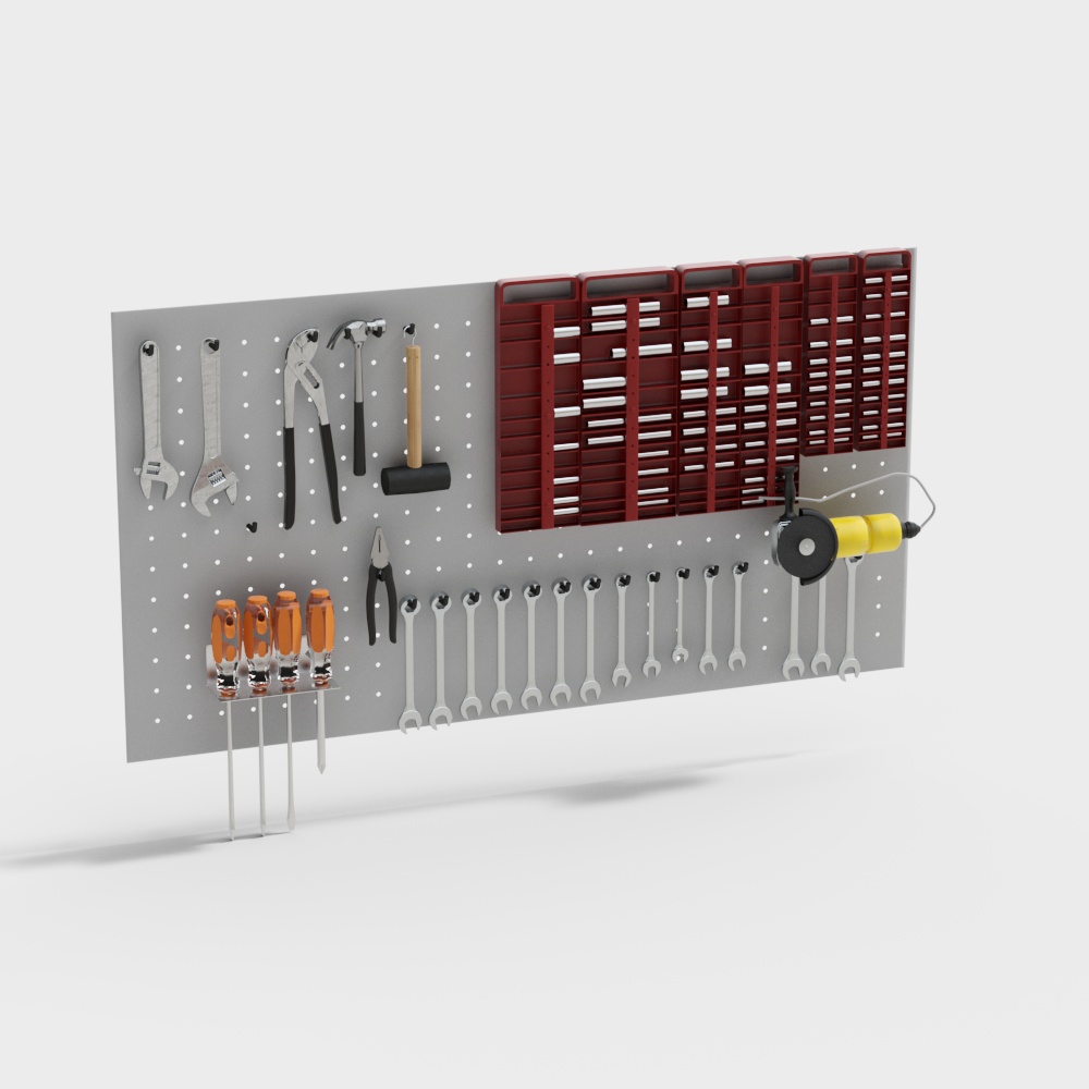 Realistic Tool Wall 3D Model – Low-Poly Workshop Design