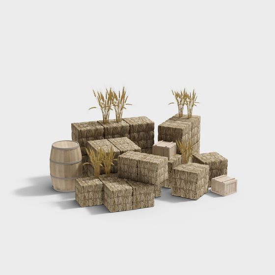 건초 더미 나무 상자