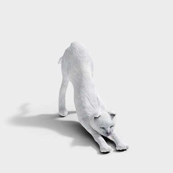 Elegant Cat Stretching 3D model