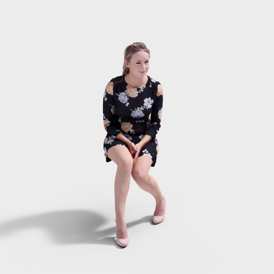 Vibrant Floral Dress Character 3D Model