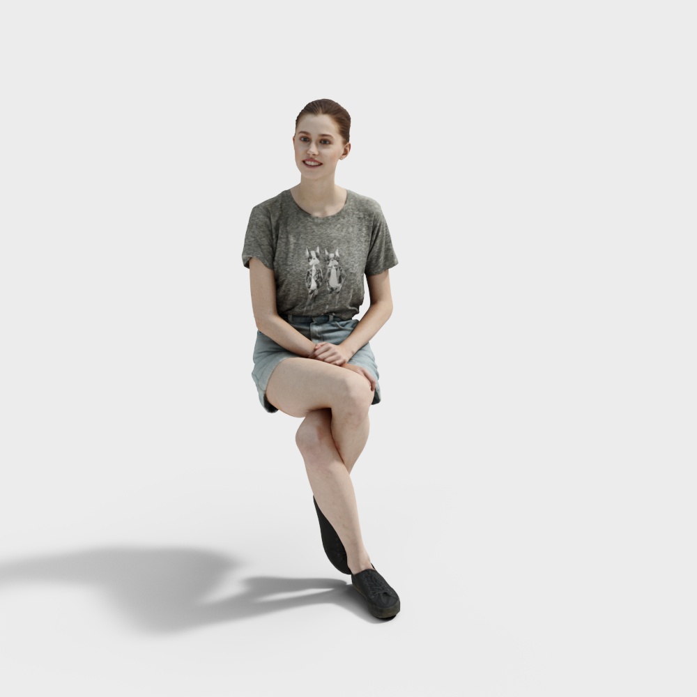 Modern sitting woman