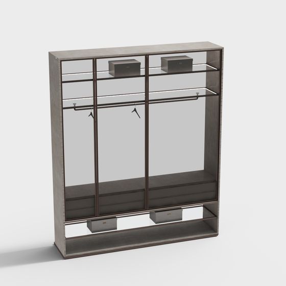 Stylish Low-Poly Wardrobe 3D model for Modern Interiors