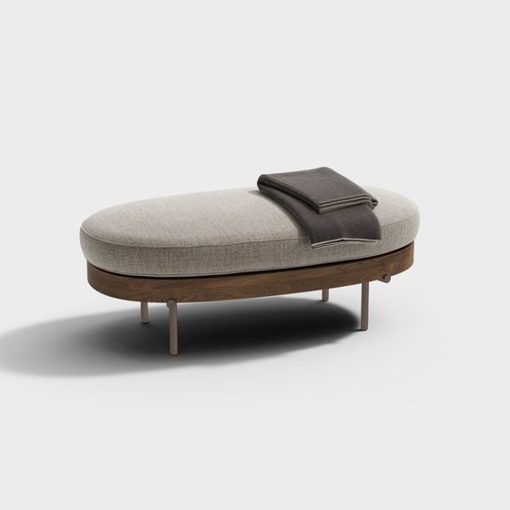 Beige Minotti Modern Rattan Sofa Stool 3D Model