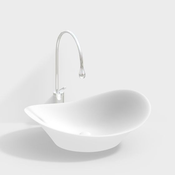 Elegant Low-Poly Sink 3D model for Modern Spaces
