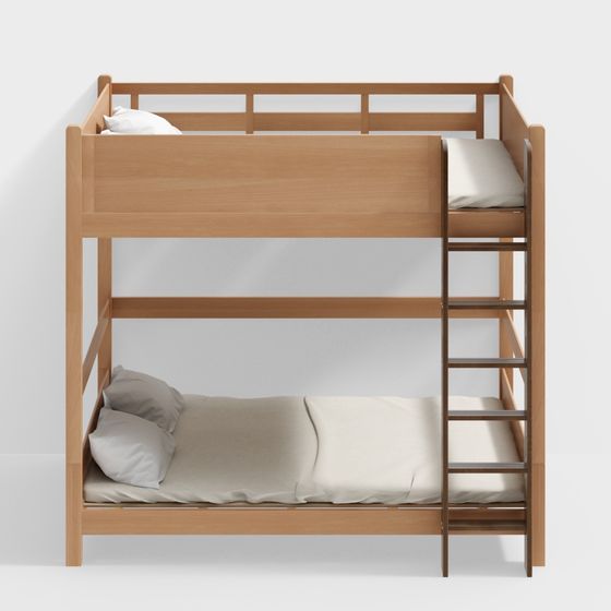 Elegant Double Bunk Bed 3D model for Modern Bedrooms