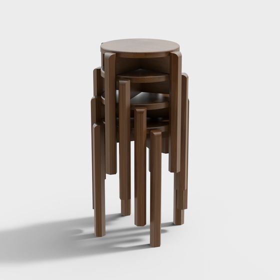 Minimalist Wooden Bench Set 3D model