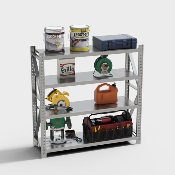 Industrial-Style Tool Rack 3D Model