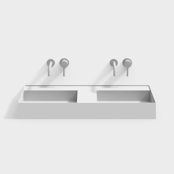 Minimalist Dual Sink 3D model for Modern Interiors
