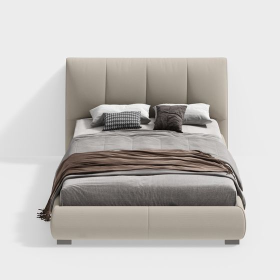 Elegant Low-Poly Bed 3D model for Modern Interiors