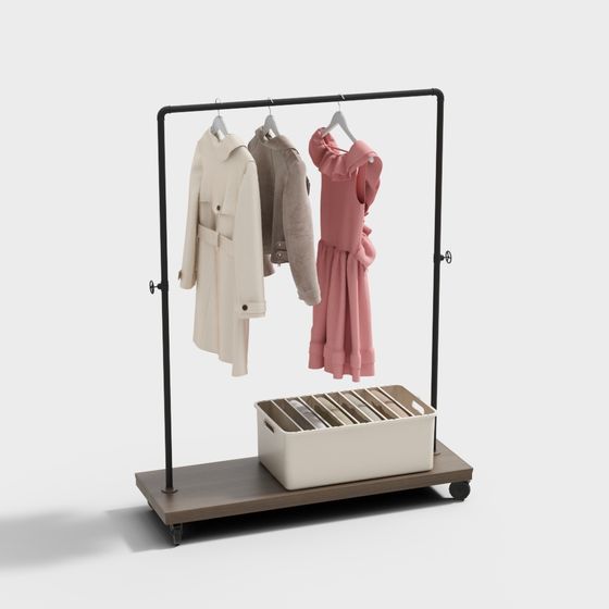 Stylish Low-Polygon Clothing Rack 3D model