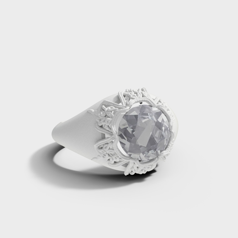 Elegant Low-Poly Gem Ring 3D model