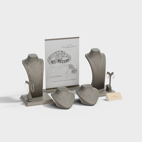 Elegant Jewelry Display Stand Set 3D model