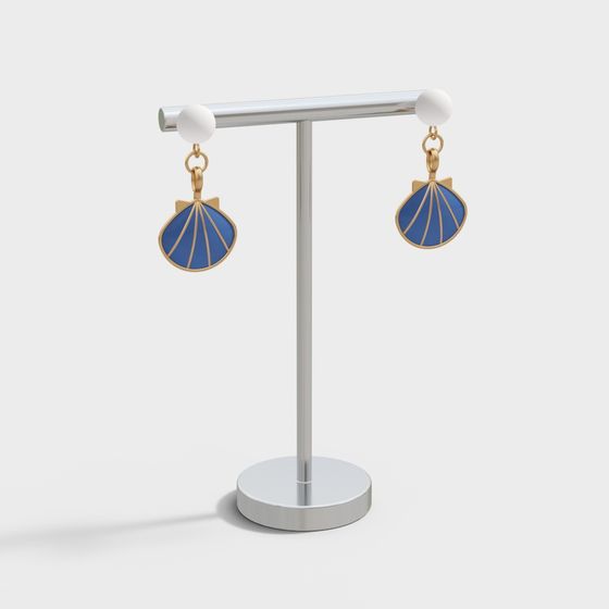 Elegant Low-Poly Shell Earrings 3D model