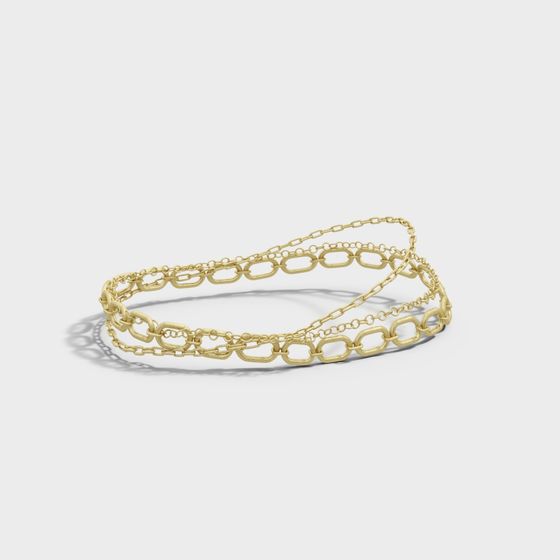 Elegant Golden Chain Bracelet 3D model