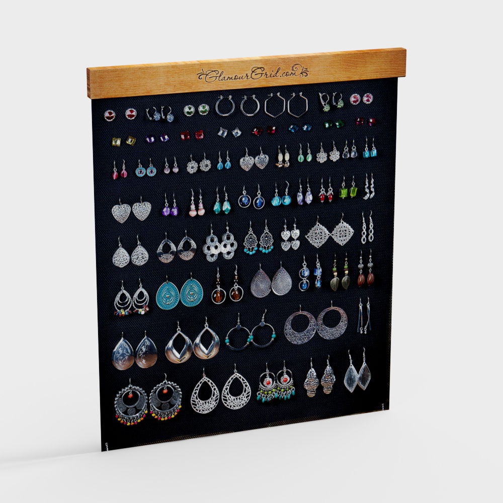 Bảng trưng bày bông tai và mặt dây chuyền hiện đại