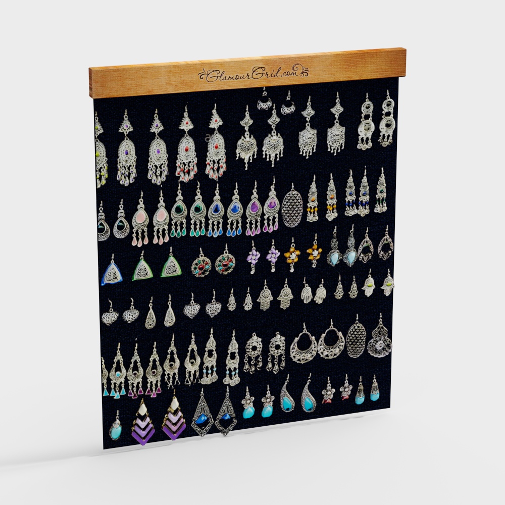 Bảng trưng bày bông tai và mặt dây chuyền hiện đại