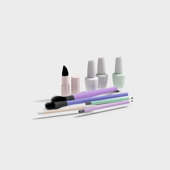 Stylish Makeup Tools 3D model for Creative Applications