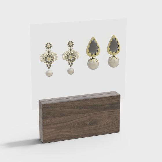 Elegant Low-Poly Earrings 3D Model