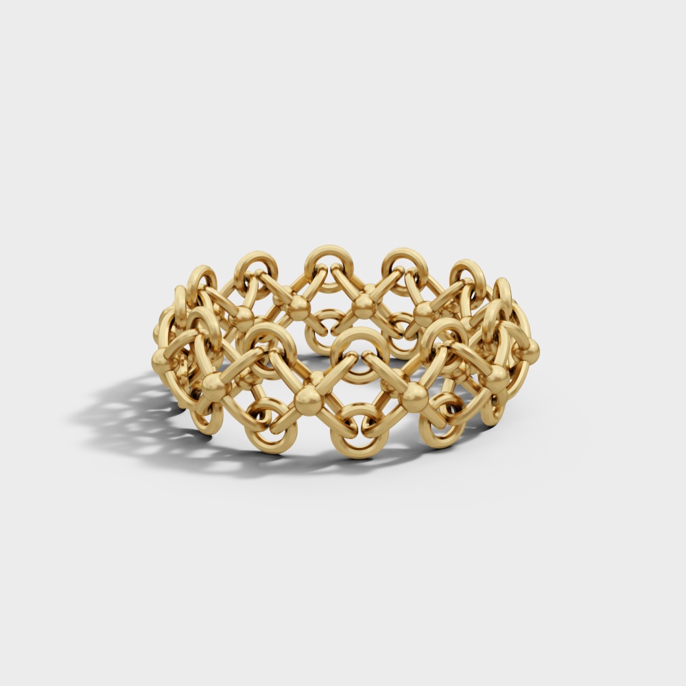 Woven Golden Ring Bracelet 3D model
