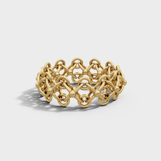 Woven Golden Ring Bracelet 3D model for Designers