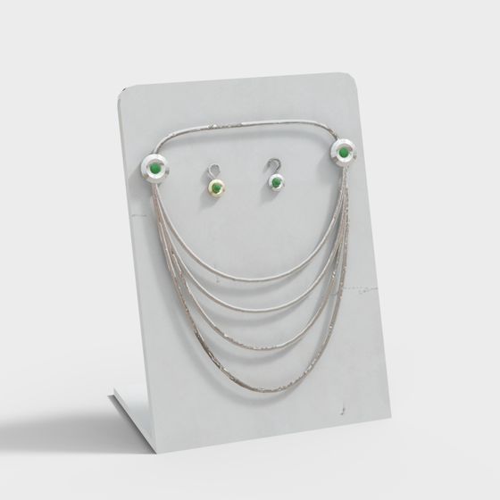 Elegant Low-Poly Necklace and Earring Set 3D model
