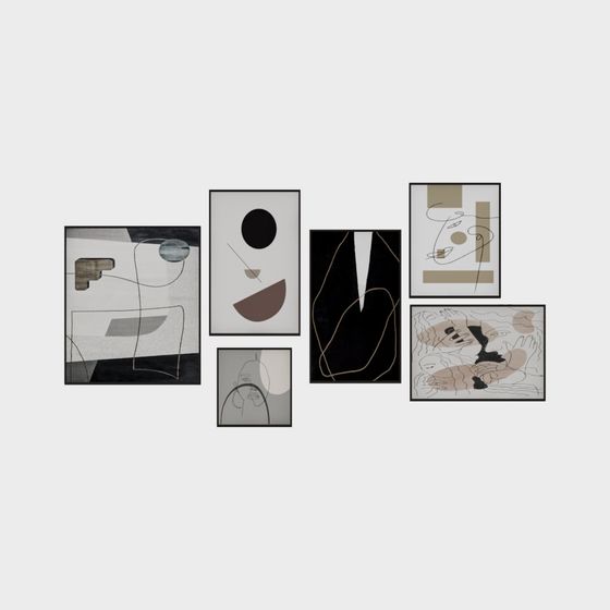 Abstract Gallery Wall 3D Model for Creative Spaces