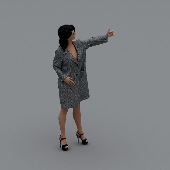 Stylish Low-Poly Female Figure 3D Model