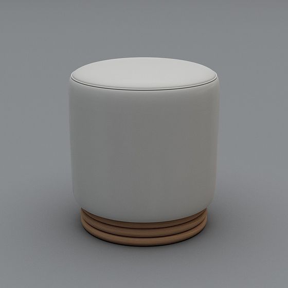 NV Gallery Puff White Round Stool 3D Model