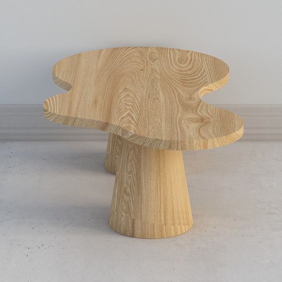 Wavy Wooden Table 3D model for Contemporary Spaces