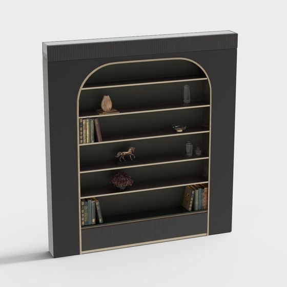 Elegant Low-Poly Bookshelf 3D Model