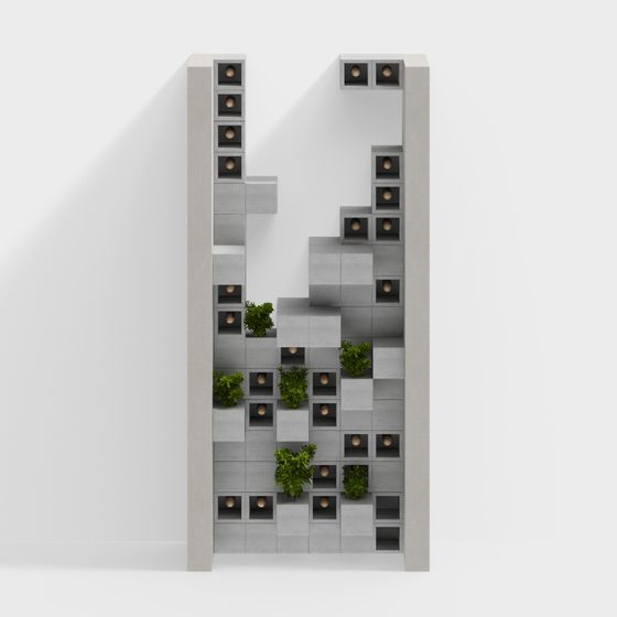 City Green Wall Low-Poly 3D model