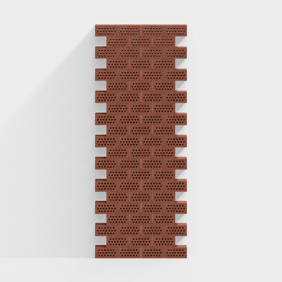 Low-Polygon Brick Wall 3D Model