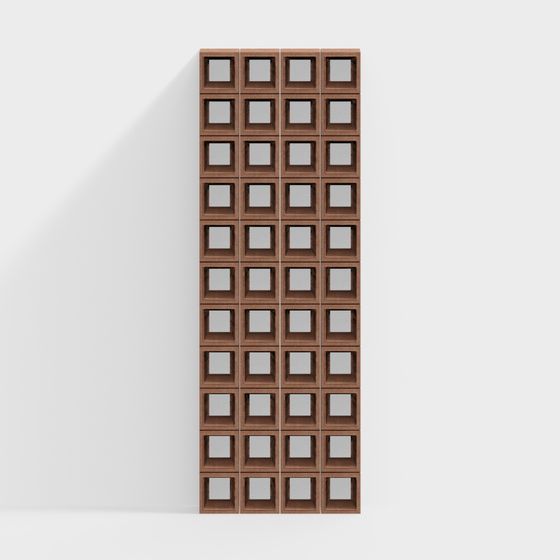 Cement Hollow Brick Partition 3D Model in Yellow