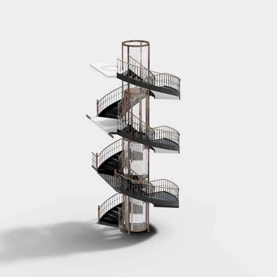 Elegant Spiral Staircase 3D model for Modern Spaces