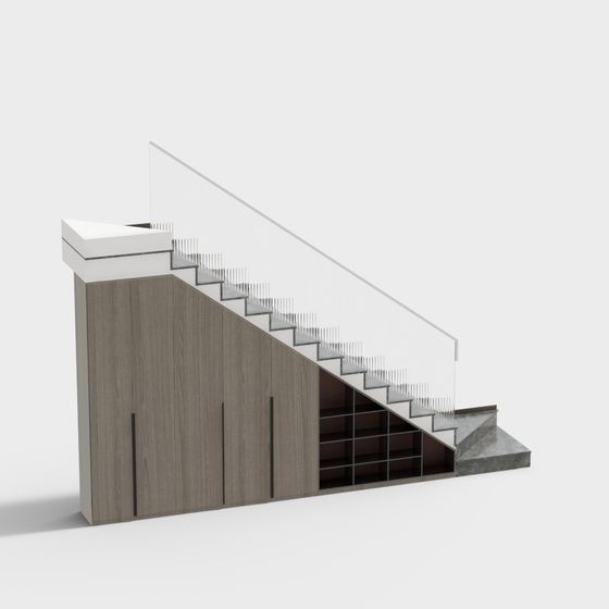 Sleek Low-Polygon Staircase 3D model for Creative Projects