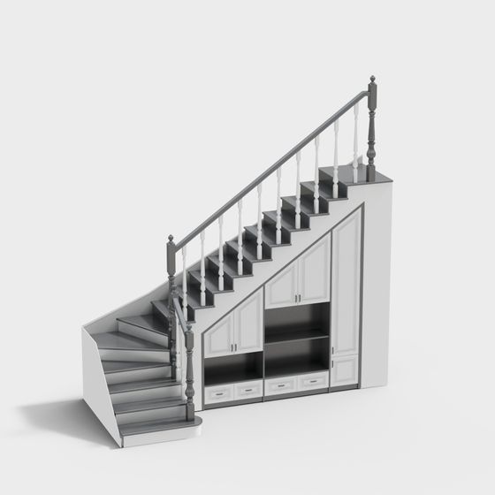 Elegant Staircase with Built-in Storage 3D model